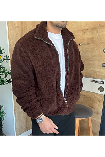 blucombin Men's Plush Coat Oversized Lined