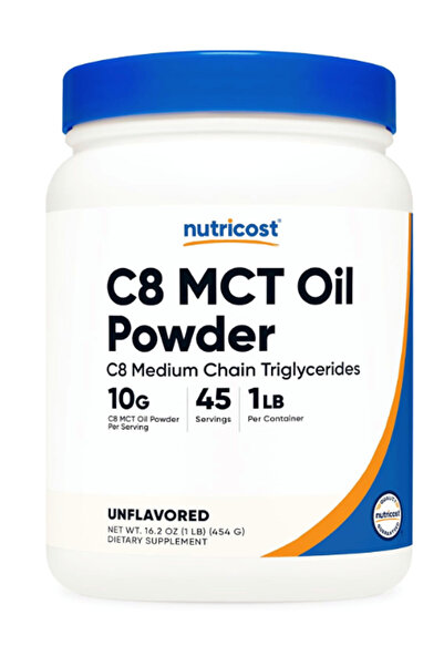 Nutricost C8 MCT Oil Powder 1LB (16.2oz) - 95% C8 MCT Oil 454gr.