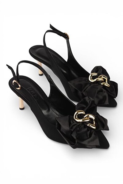 luuq shoes Lanso Low Heel Bow Detailed Heeled Shoes