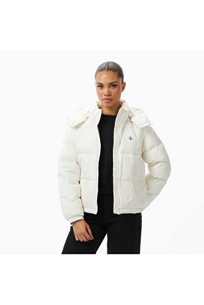Calvin Klein Essential Midweight Puffer Kadın Beyaz Ceket