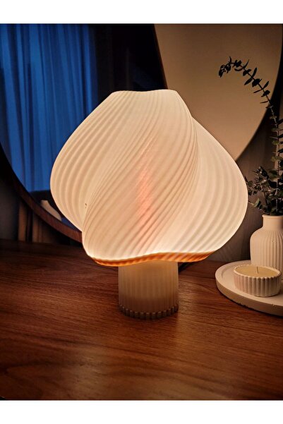 METU SHOP Masa Lambası Dekoratif Creame Abajur Aydınlatma