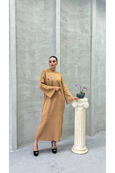 Cannes Spanish Sleeve Beige Long Dress
