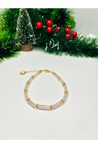 Agatella Tasarım Original Pink Quartz Long Stick Stone Bracelet Compatible wi...