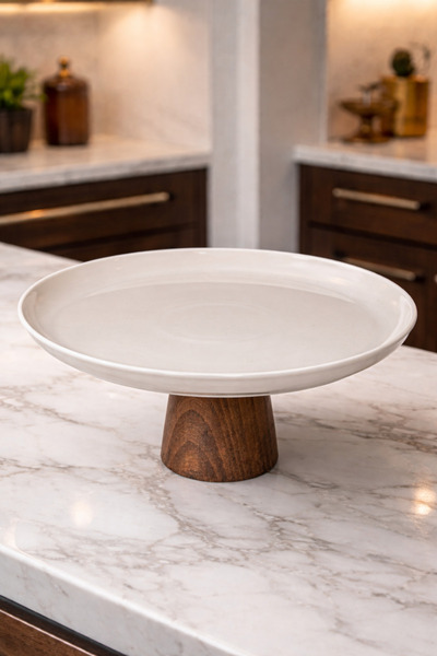 Akyol COS AKASYA AYAKLI PORSELEN SERVİS PASTA SUNUMLUK