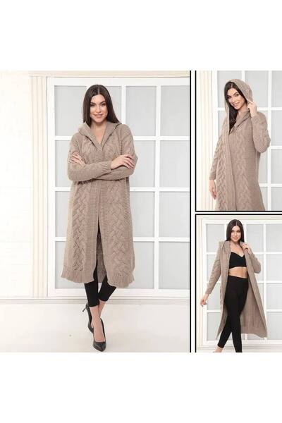 Cannes Mink Color Long Hooded Cardigan