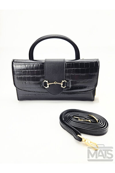 DSN Patent Leather Crocodile Black Bag Wallet