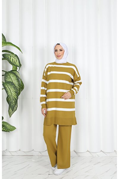 NİSUM MODA Striped Knitwear Trouser Suit