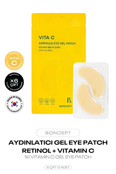 BONCEPT Aydınlatıcı C Vitamini Jel Göz Altı Maskesi 6 Çift Vita C Ampoule Eye Gel Patch