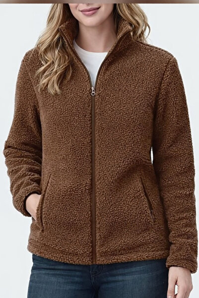 LUXIC CORE Unisex Brown Plush Fleece Jacket |   Zippered, Soft Texture, Winte...