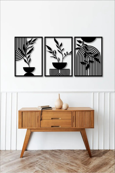 shirtways ÇİÇEKLER & GEOMETRİK DESENLER 3'lü SET MODERN&ŞIK DUVAR DEKORASYON ...