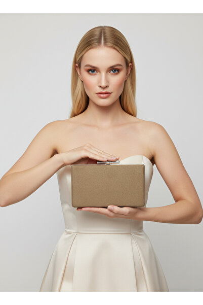 Biçanta Geantă de seară pentru femei, din piele de căprioară de lux, kaki, cu mâner cu lanț, nuntă, logodnă, absolvire