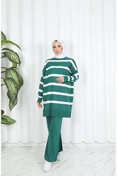 NİSUM MODA Ριγέ Πλεκτό Σετ Παντελόνι