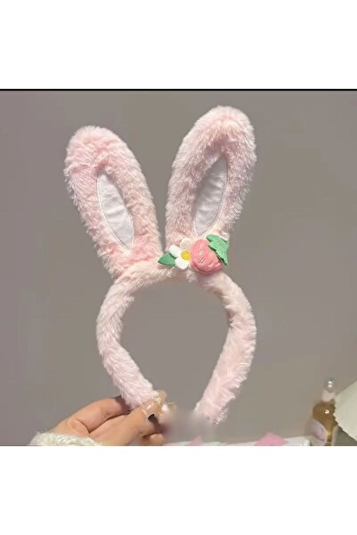 EMKSHOP Drăguță bentiță cu urechi de iepuraș cu flori de căpșuni, agrafă de păr, coroană