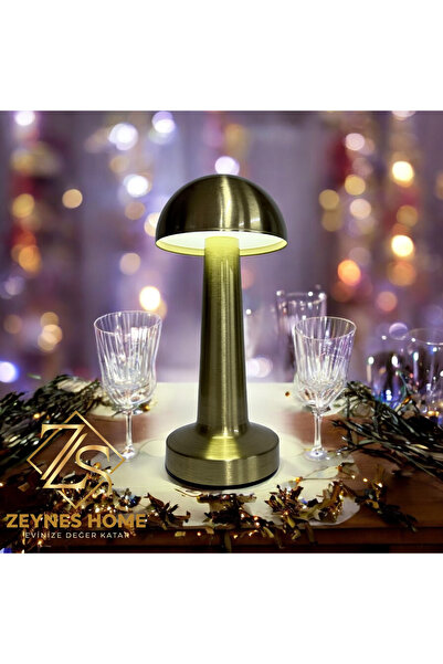 Zeynes Home Şarjlı Kablosuz Dokunmatik Mantar LED Masa & Mantar Gece Lambası–...