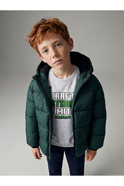 LC Waikiki Lcw Kids Green Hooded Boy Inflatable Coat