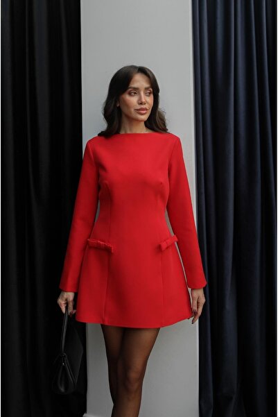 Havoş Red Miniature Bow Detailed Dress