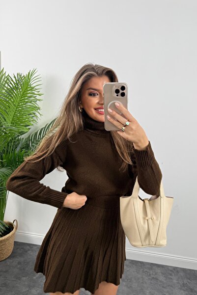 POİNE Women's Knitwear Soft Skirt Sweater Set