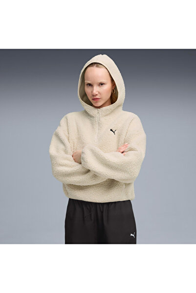 Puma Wardrobe Essential Polar FL Kadın Krem Rengi Sweatshirt