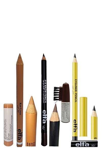 ELFA Elva Waterproof Eye Pencil Set - Black and Beige with Brown Eyebrow Pencil