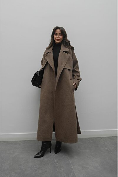 Havoş Ανοιχτό καφέ παλτό Vorkuta με ζώνη