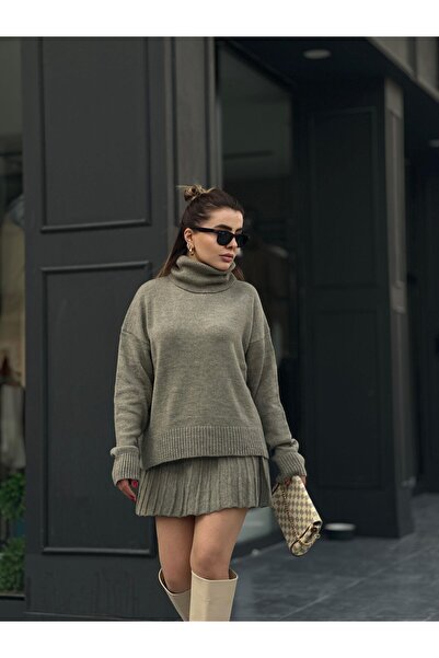 POİNE Women's Knitwear Soft Skirt Sweater Set