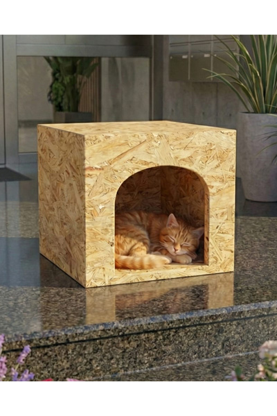 Weblonya Ahşap Kedi Evi Kedi Yuvası Demonte Ahşap Kedi Kulübesi 5010