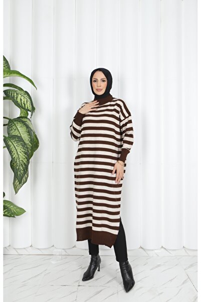 NİSUM MODA Striped Long Knitwear Tunic