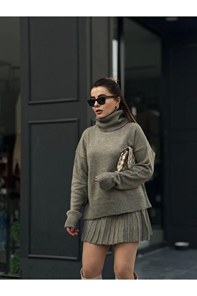 POİNE Women's Knitwear Soft Skirt Sweater Set