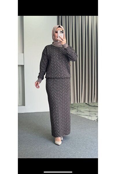 Abalı Yeni sezon kışlık 2li etekli triko takım Durk park Dina model