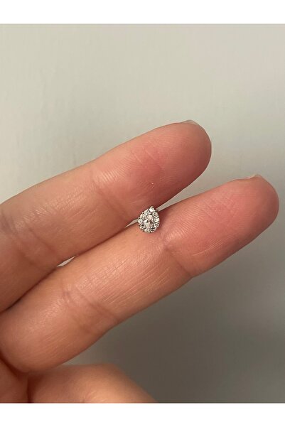 denizden silver Gümüş damla taşlı piercing