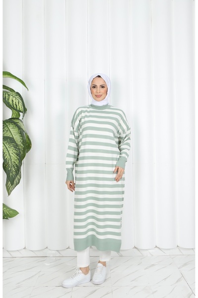 NİSUM MODA Tunica lungă de tricotaje cu dungi