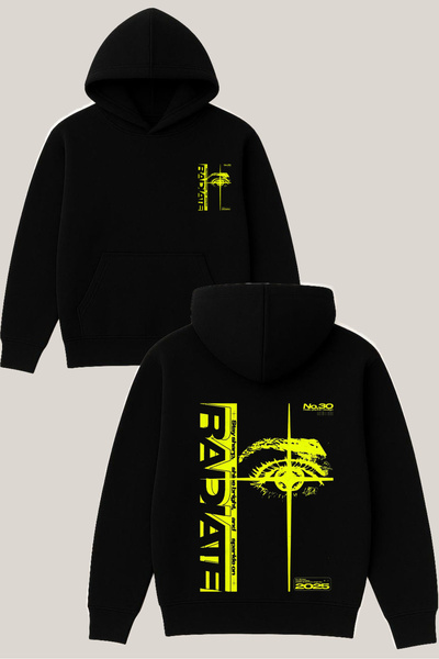 RawNox سويت شيرت رادييت ديزاين أسود للجنسين قصة فضفاضة 3 Thread Ş مبطن بالصوف...