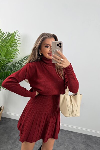 POİNE Women's Knitwear Soft Skirt Sweater Set