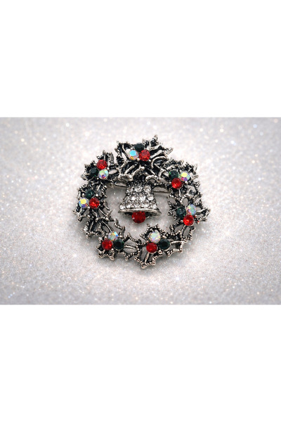 satya Işıltılı Yılbaşı Çelengi Çanlı Broş