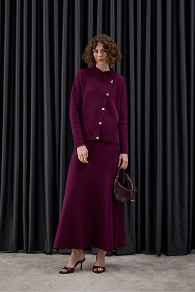 Hilay Valery Kruvaze Triko Etekli Takım MÜRDÜM