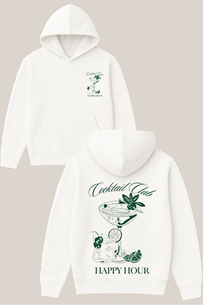 RawNox سويت شيرت كوكتيل كلوب ديزاين أبيض للجنسين قصة فضفاضة 3 Thread Ş مبطن بالصوف K بغطاء رأس