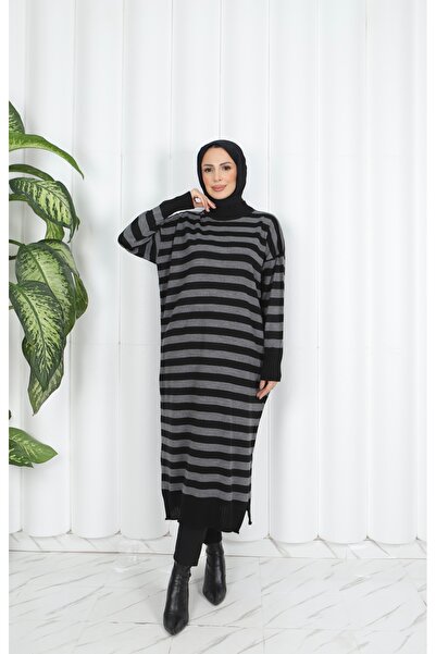 NİSUM MODA Tunica lungă de tricotaje cu dungi