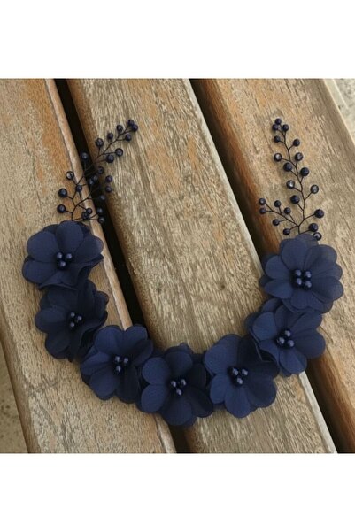 florista atelier Şifon Çiçekli 4 Yapraklı Incili Gelin nişan kına söz Tacı lo...