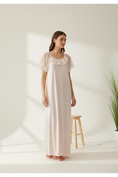 Maison Emarat Premium Satin Night Gown with Lace Detailing