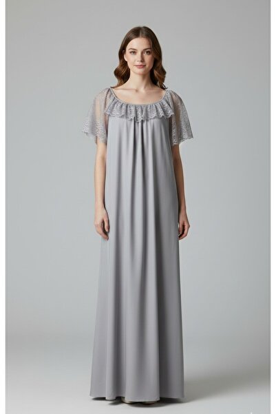 Maison Emarat Premium Satin Night Gown with Lace Detailing