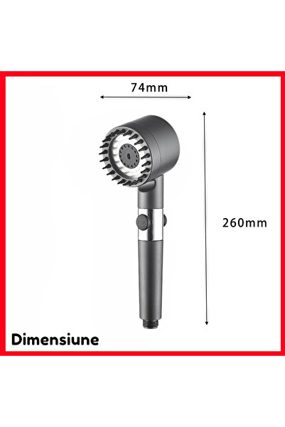 OEM Cap de dus cu buton ON-OFF, peri din silicon/masaj, 3 tipuri de presiune si reglarea apei