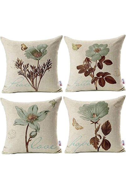 The Bros 4 أغطية وسائد، أغطية وسائد مزخرفة، أغطية وسائد مزخرفة للكنبة بنقشة زهور زرقاء