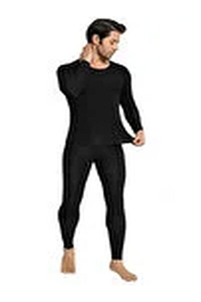 akyüz Termal Uzun Sporcu Tayt-Fanila Siyah Unisex termal takım