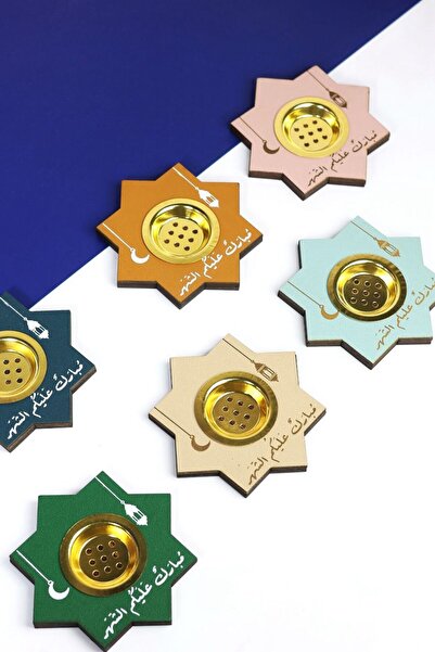 GIFT Wooden incense burners with the phrase "Blessed month to you" (12 pieces)