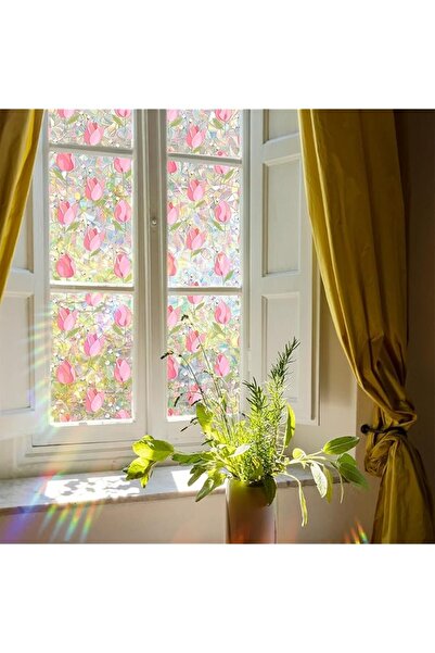 The Bros Rainbow Stained Glass Window Film, Tulip Vine Double Sided Static Clings