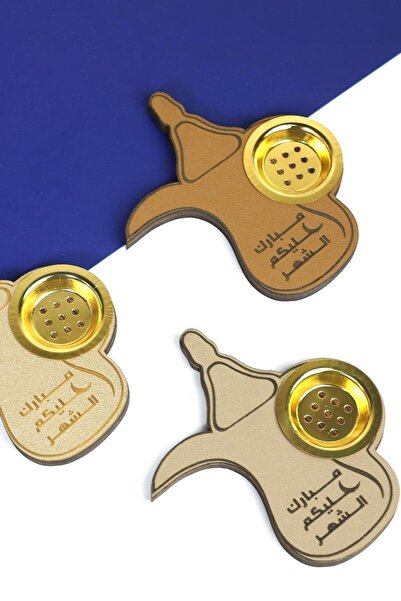 GIFT Wooden incense burners with leather coverings bearing the phrase "Blessed month to you" in the shape of a coffee pot (12 pieces)