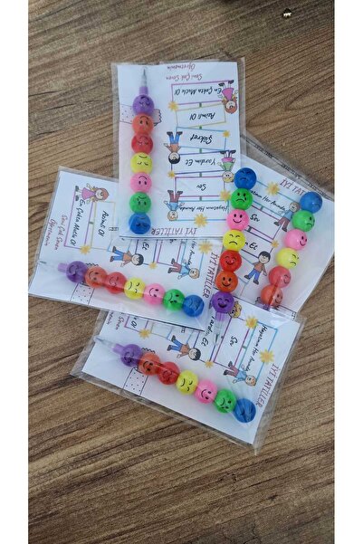 YİPACO tasarım Kişiye Özel Kartlı Öğrenci Karne Hediyesi Emojili Yumurtlayan Renkli Kalem 15 adet