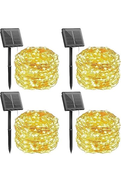 The Bros مجموعة من 4 مصابيح سلسلة تعمل بالطاقة الشمسية لتزيين الحديقة والفناء وشجرة عيد الميلاد وغرفة النوم الداخلية، 200 مصباح LED