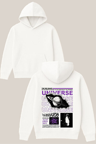 RawNox سويت شيرت يونيفرس ديزاين أبيض للجنسين قصة فضفاضة 3 Thread Ş مبطن بالصو...