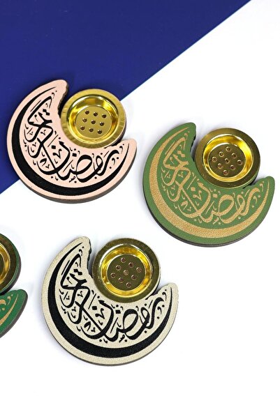 GIFT Wooden incense burners with leather coverings bearing the phrase "Blessed month to you" (12 pieces)